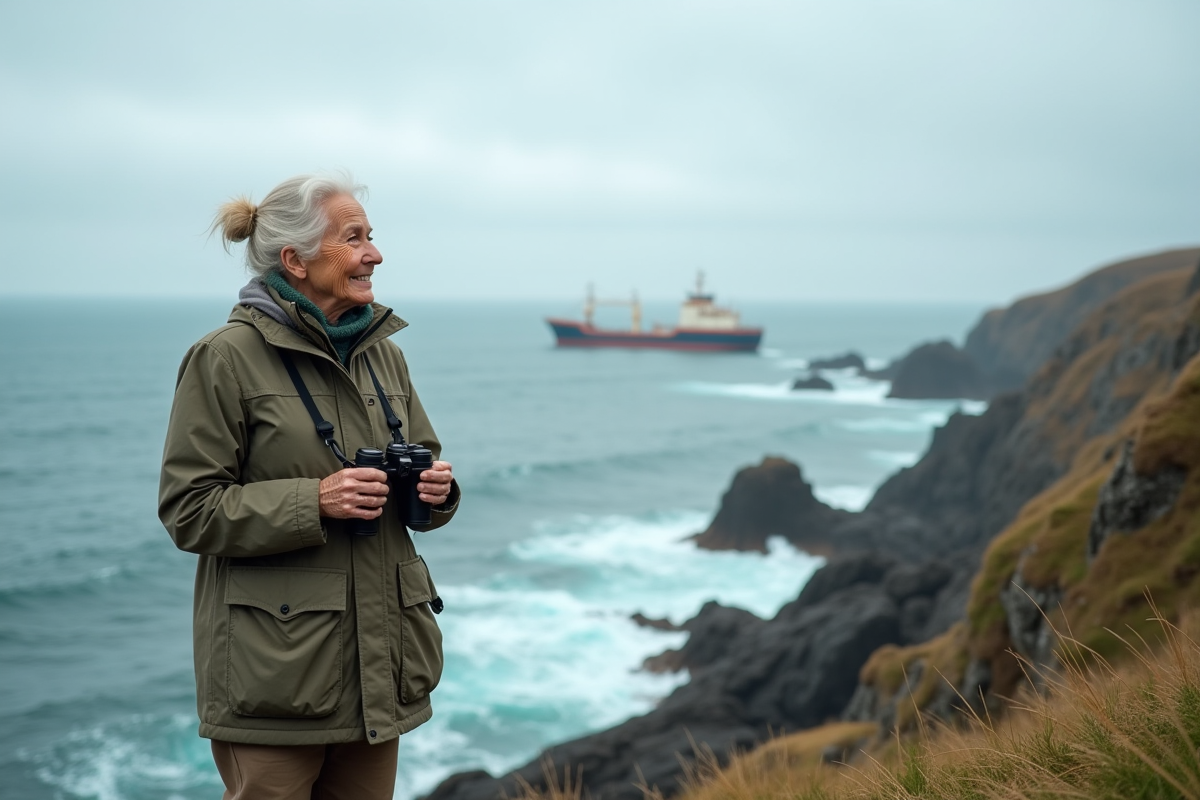 Biologue marine observant l