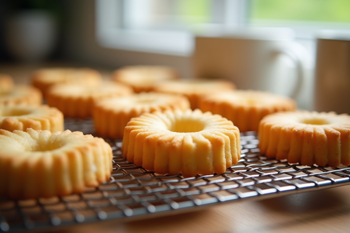 Biscuits ladyfingers cuits sur un grille en lumière naturelle