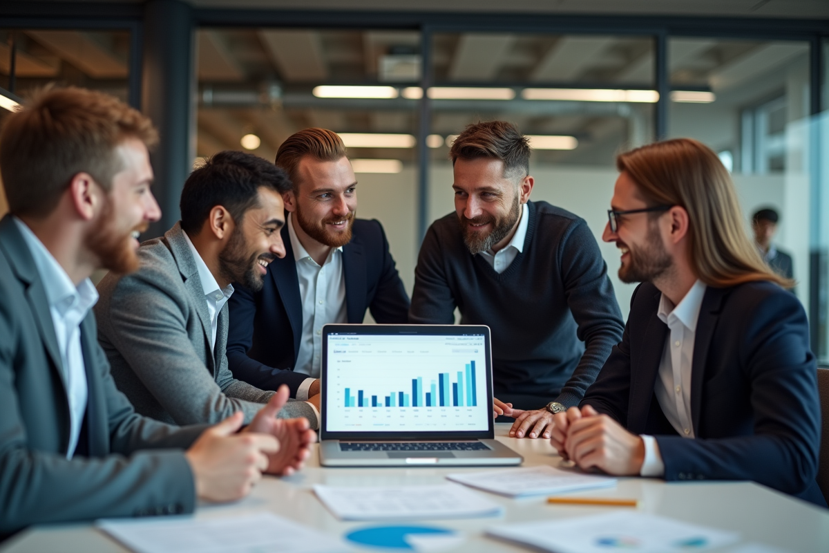 Groupe de collègues discutant autour d