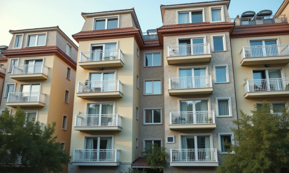 Façade d un immeuble résidentiel en plein jour