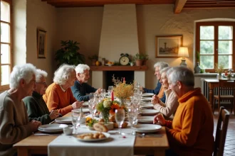Famille française réunie autour d'une table festive lors d'un jour férié en France