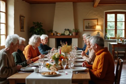 Famille française réunie autour d'une table festive lors d'un jour férié en France