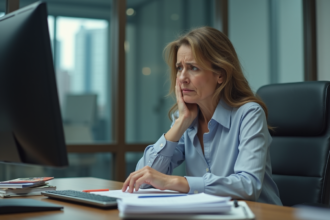 Femme d affaires stressée au bureau