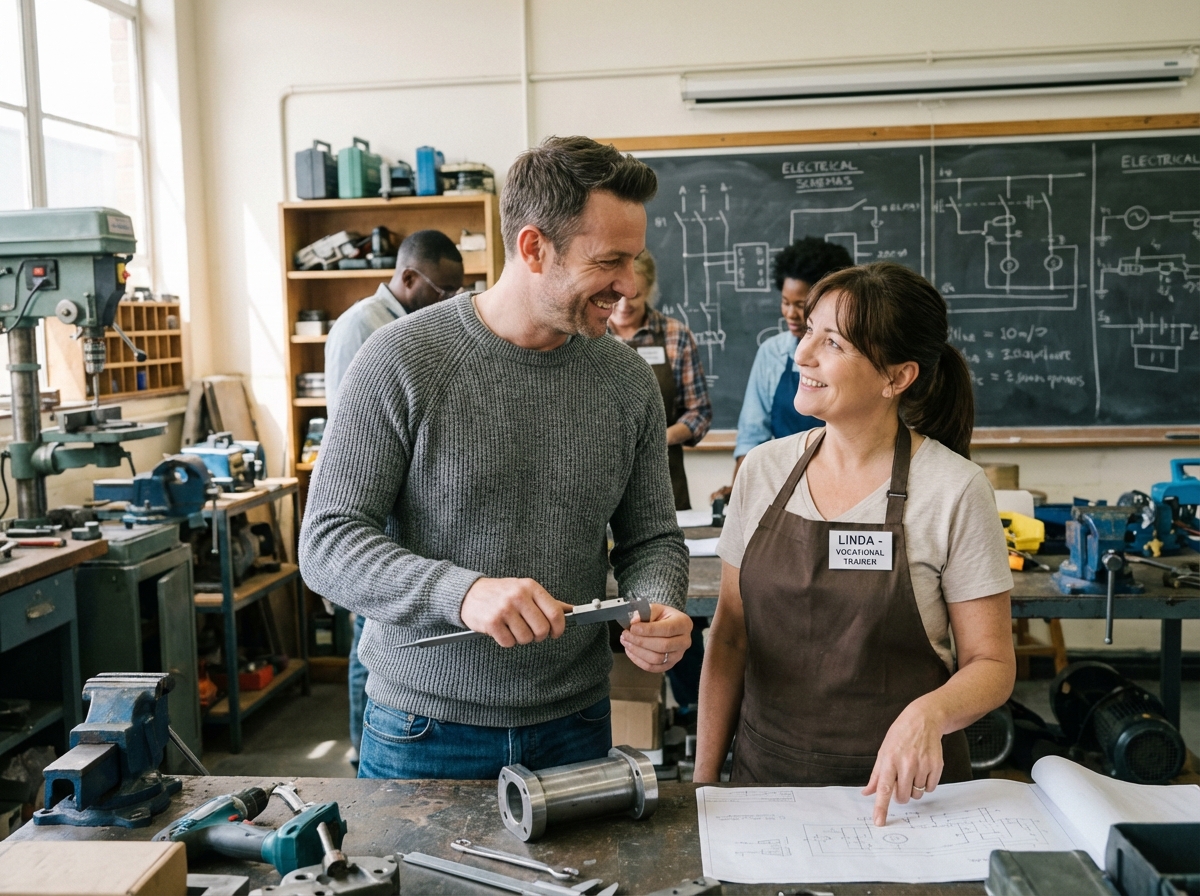 Homme en formation pratique avec son instructeur