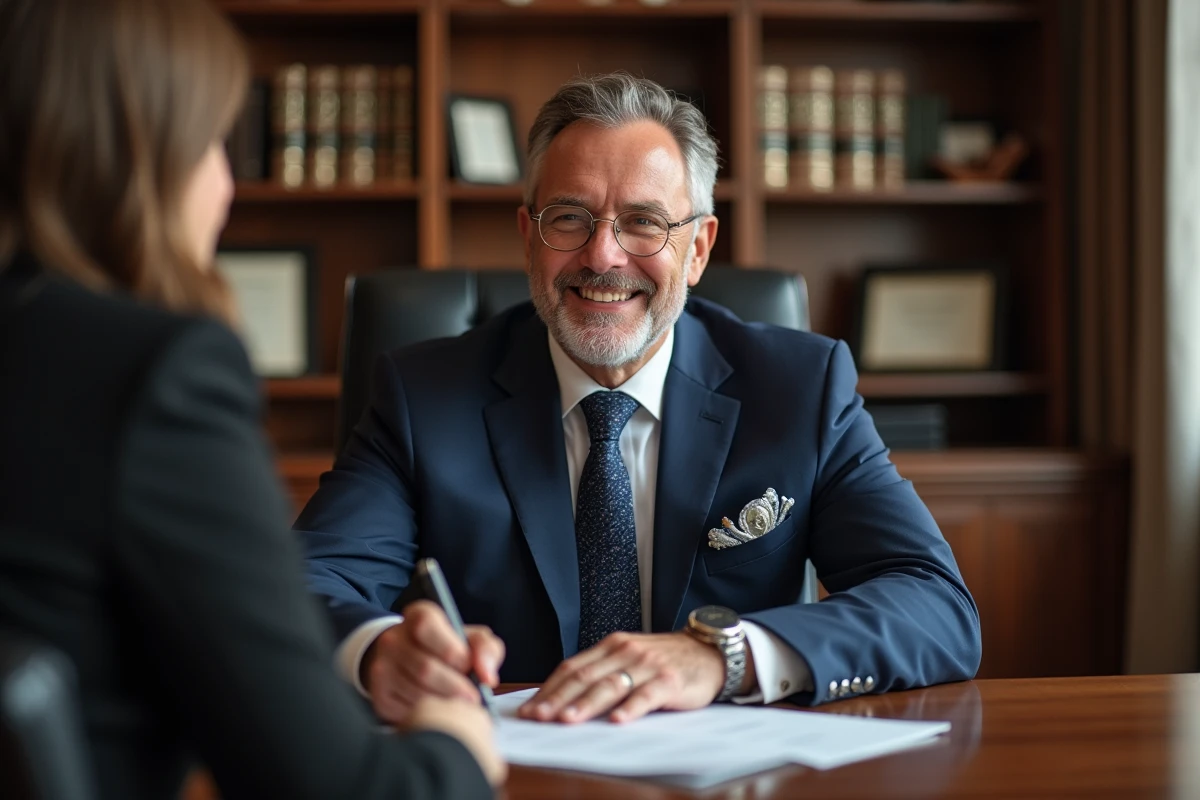 Notaire homme sérieux dans son bureau professionnel