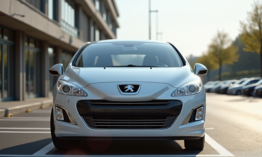Voiture Peugeot 308 2015 en extérieur en plein soleil