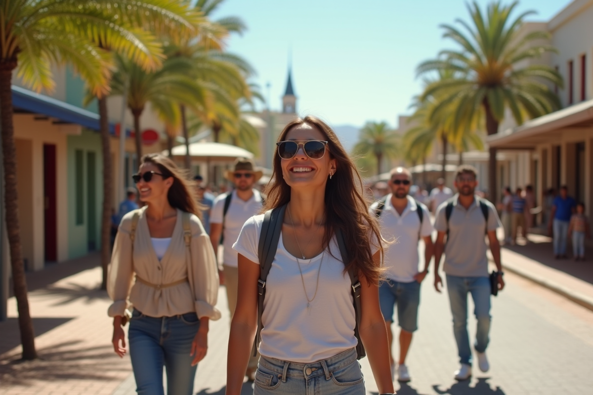 Groupe de touristes marchant dans Windhoek Namibie en plein jour